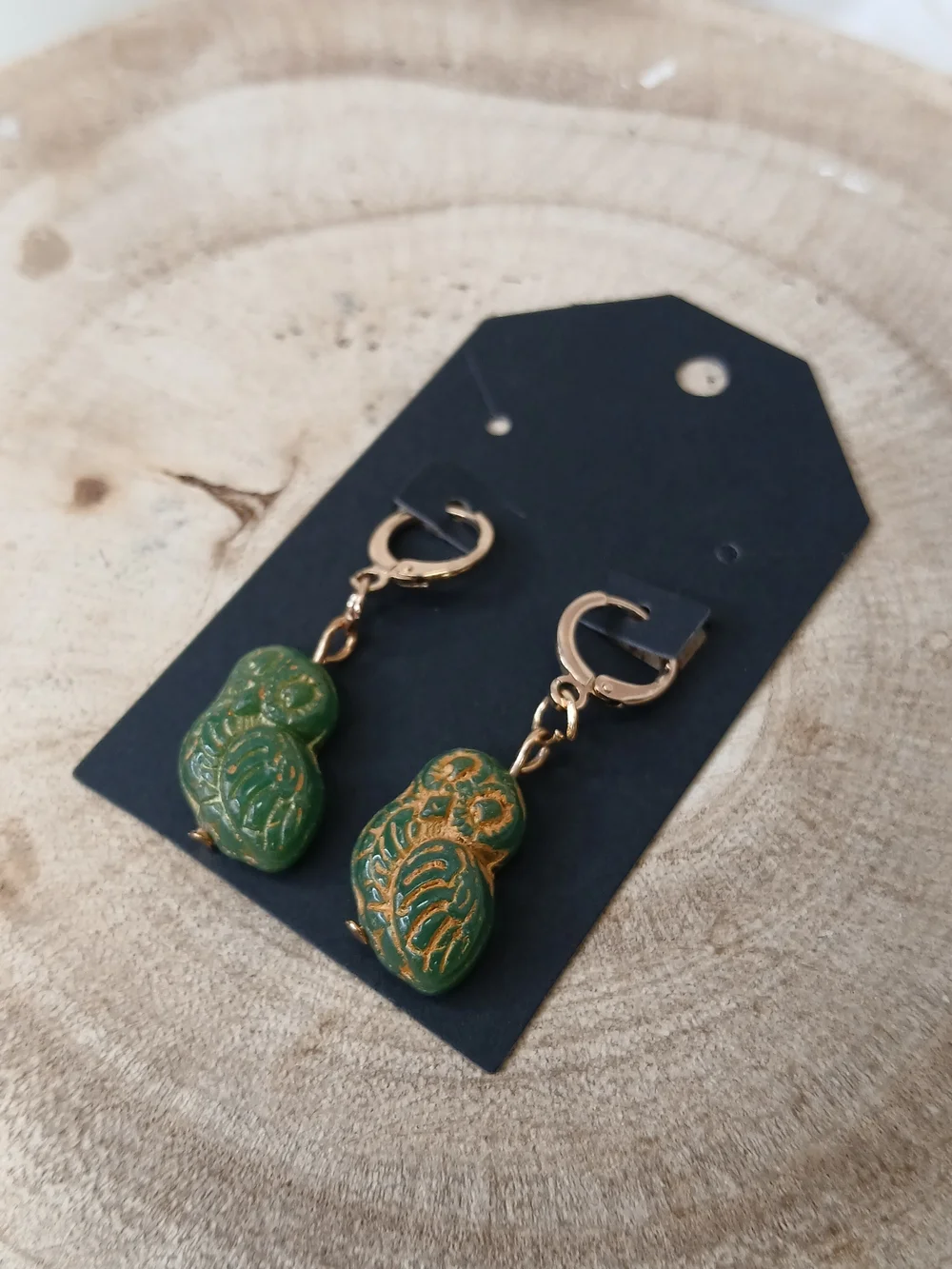 Green Gold Accent Dangle Earrings - Women Jewelry